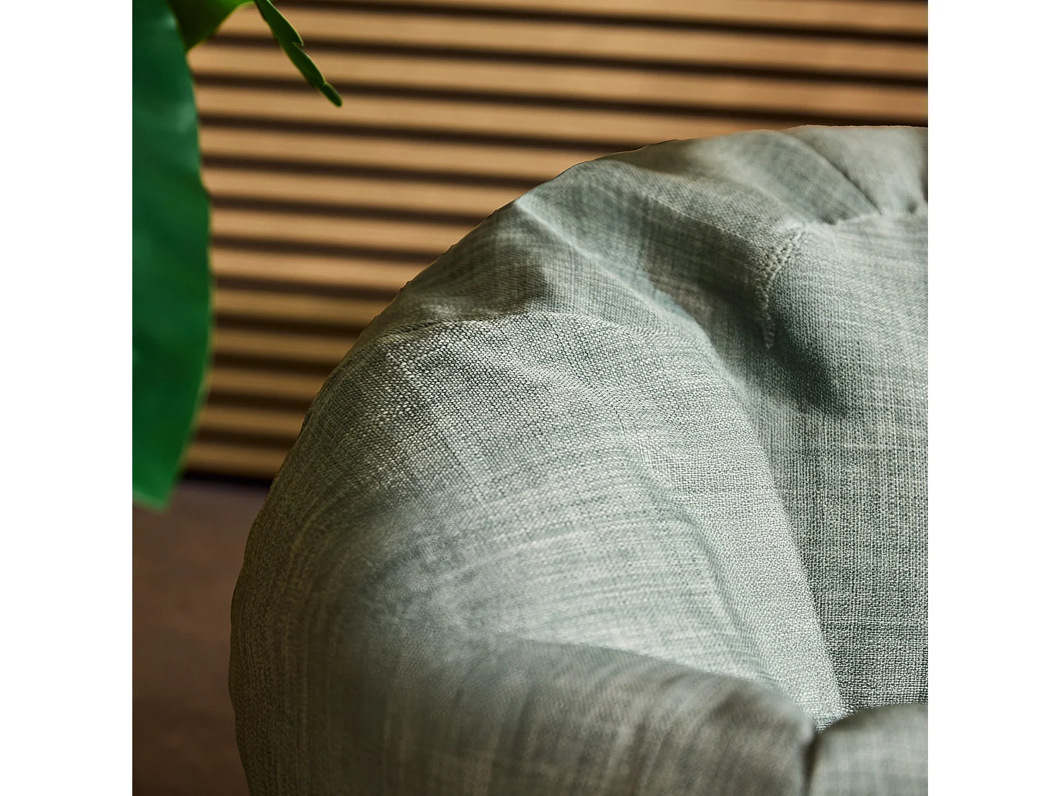 Pouf fauteuil classique extérieur en tissu tissé vert sauge - KINGSTON