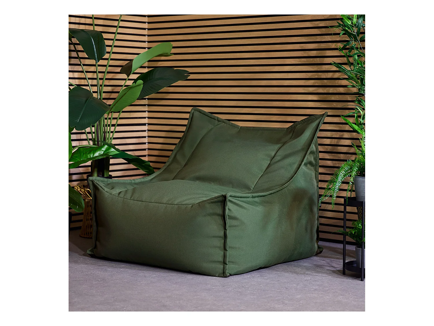 Pouf fauteuil d'extérieur en oléfine toutes saisons vert kaki - ALTO