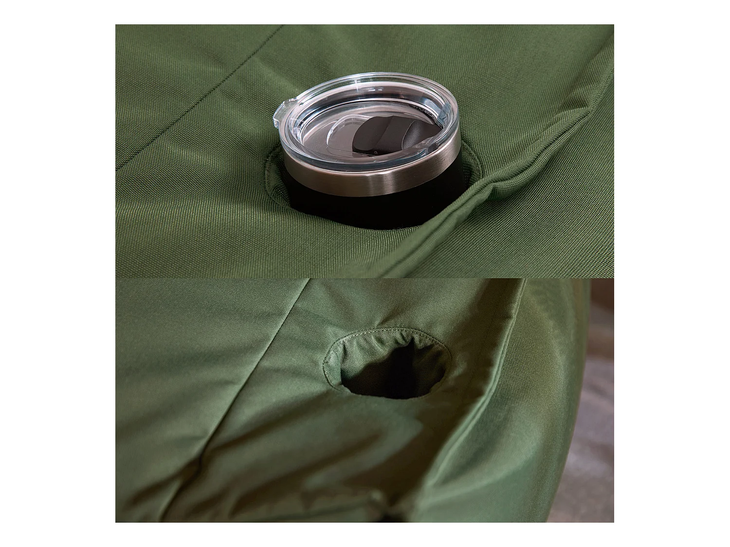 Pouf fauteuil d'extérieur en oléfine toutes saisons vert kaki - ALTO