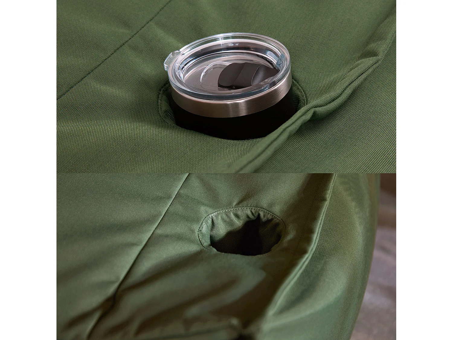 Pouf fauteuil d'extérieur en oléfine toutes saisons vert kaki - ALTO