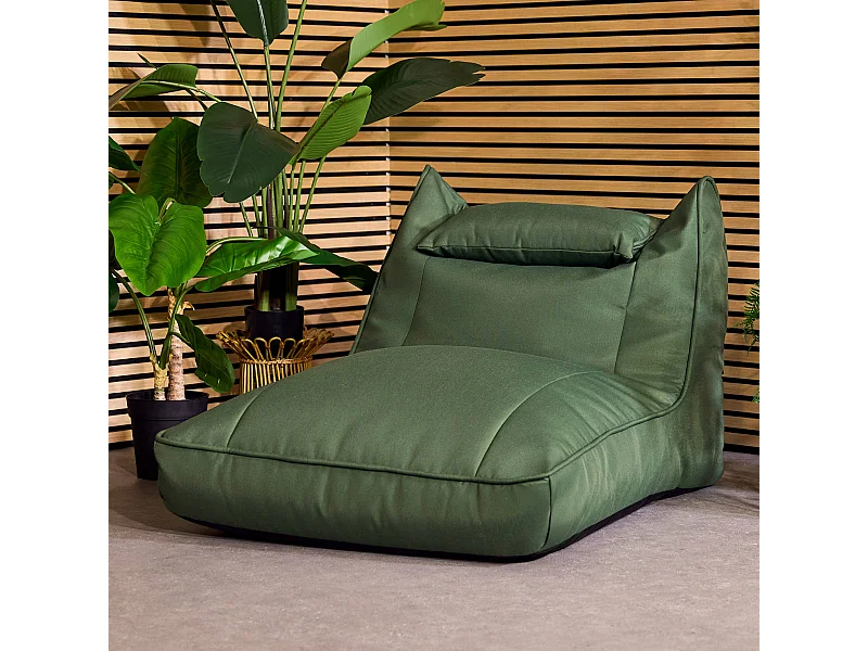 Pouf chauffeuse d'extérieur en oléfine toutes saisons vert kaki - NOVA