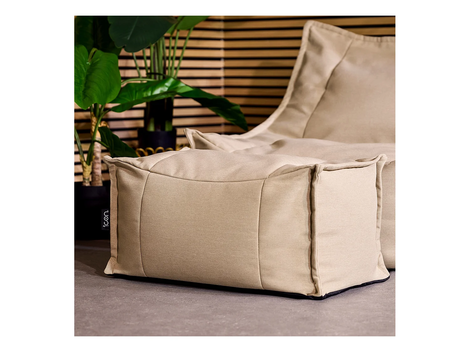 Pouf repose-pieds d'extérieur en oléfine toutes saisons beige - NOVA