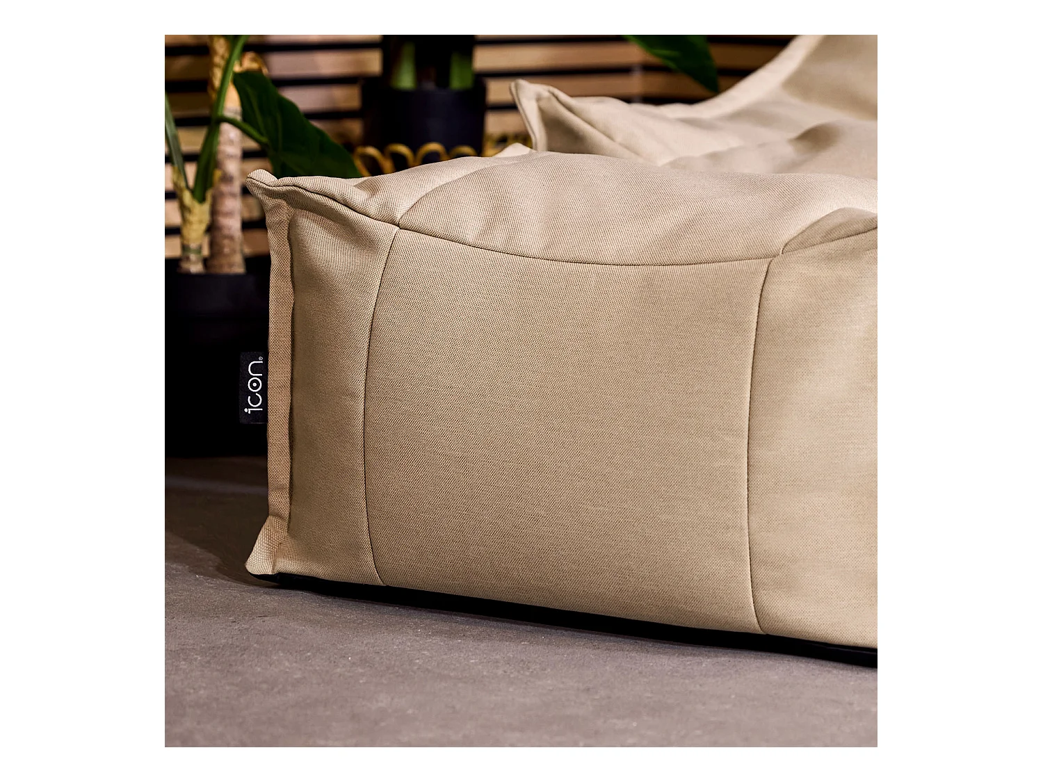 Pouf repose-pieds d'extérieur en oléfine toutes saisons beige - NOVA