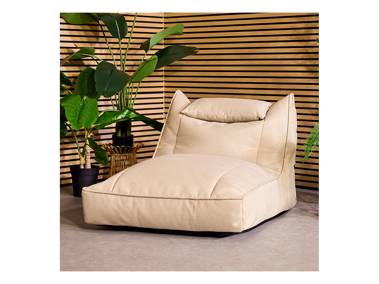 Pouf chauffeuse d'extérieur en oléfine toutes saisons beige - NOVA