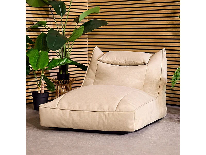 Pouf chauffeuse d'extérieur en oléfine toutes saisons beige - NOVA