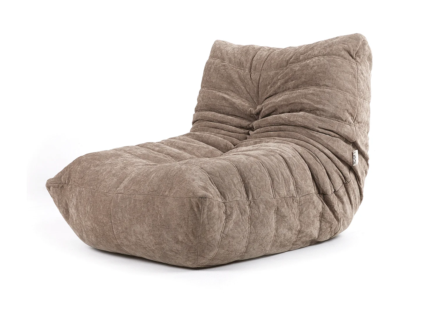 Pouf chauffeuse en tissu chenille garni de mousse extensible, beige - ENZO