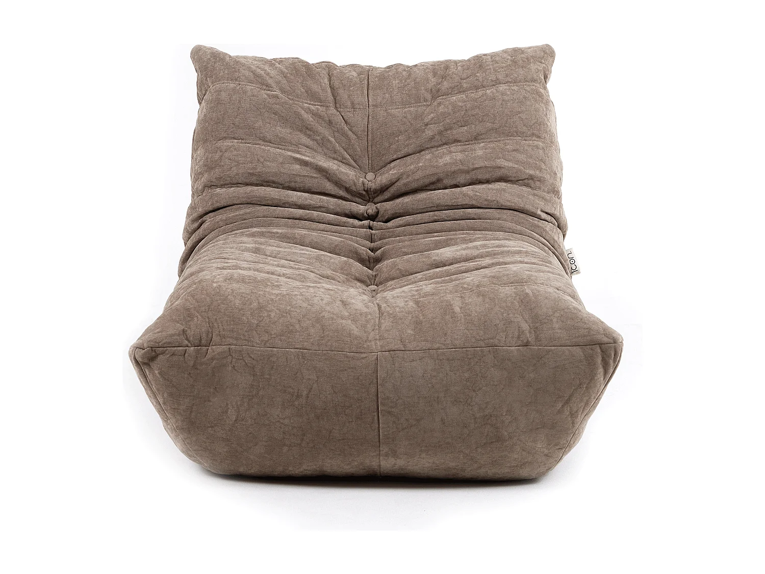 Pouf chauffeuse en tissu chenille garni de mousse extensible, beige - ENZO