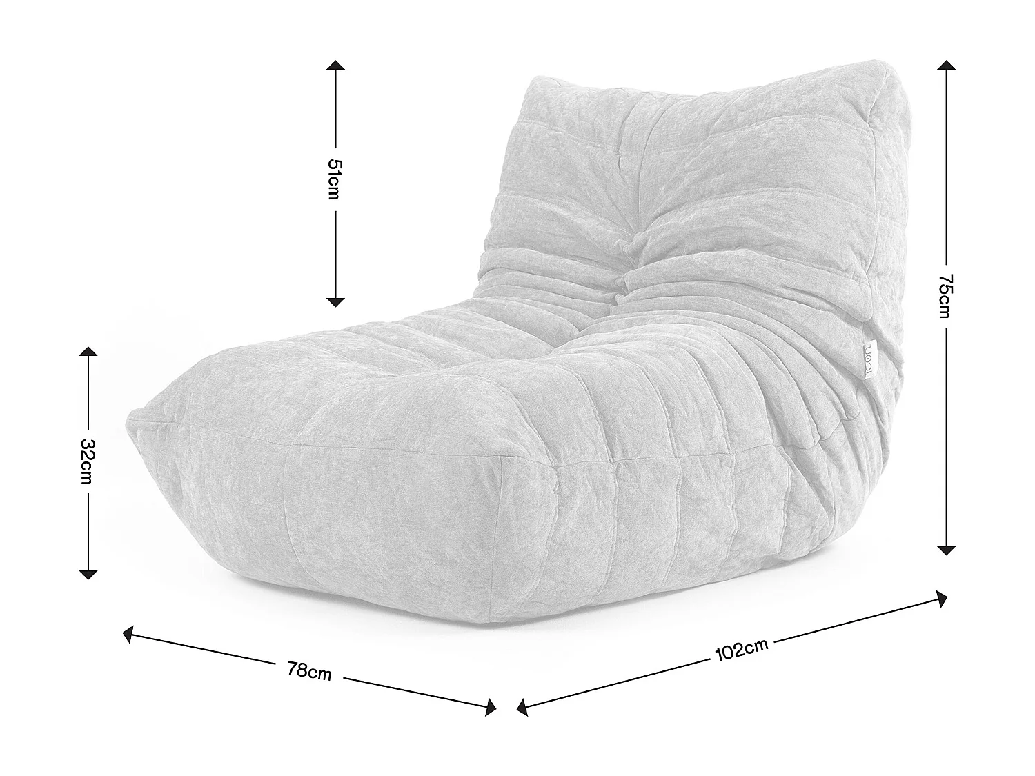 Pouf chauffeuse en tissu chenille garni de mousse extensible, beige - ENZO