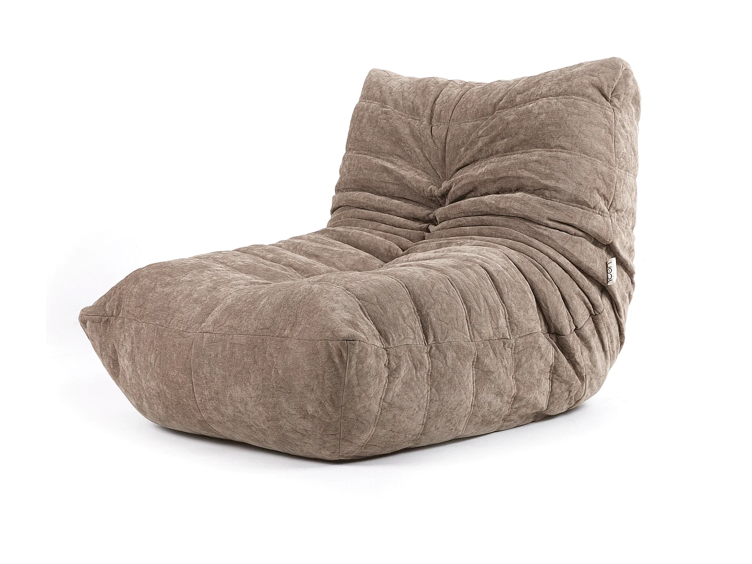 Pouf chauffeuse en tissu chenille garni de mousse extensible, beige - ENZO