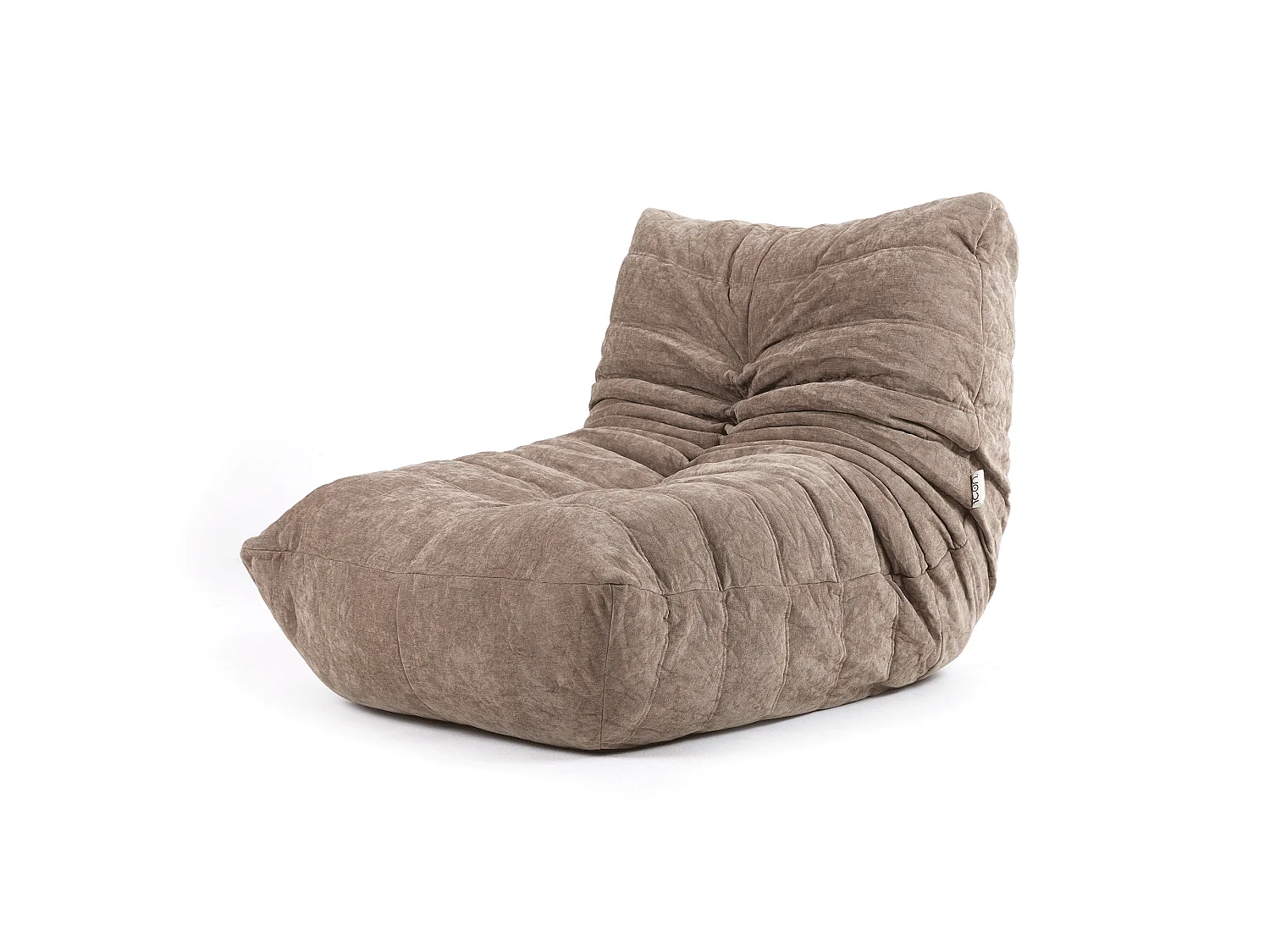 Pouf chauffeuse en tissu chenille garni de mousse extensible, beige - ENZO