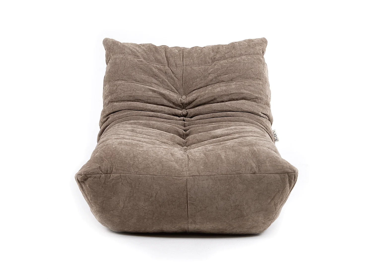 Pouf chauffeuse en tissu chenille garni de mousse extensible, beige - ENZO