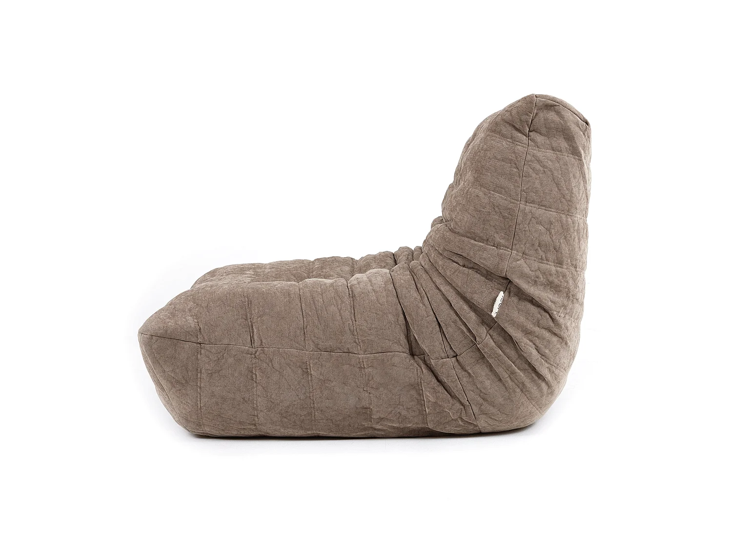Pouf chauffeuse en tissu chenille garni de mousse extensible, beige - ENZO