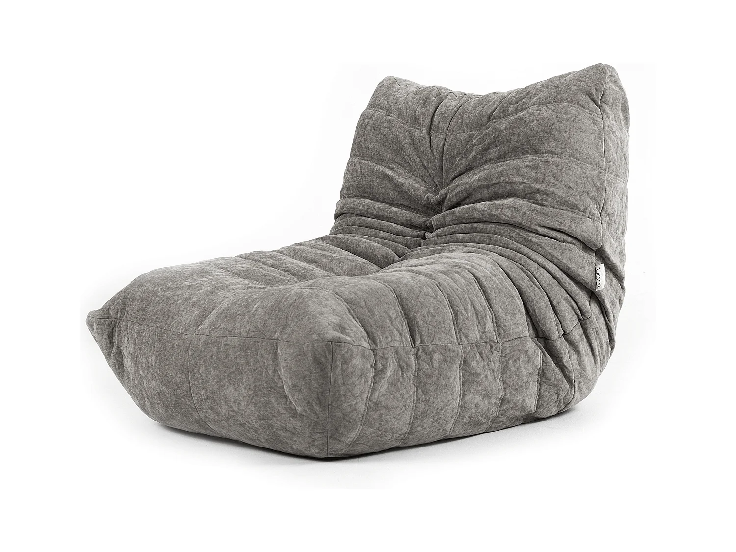 Pouf chauffeuse en tissu chenille garni de mousse extensible, gris - ENZO