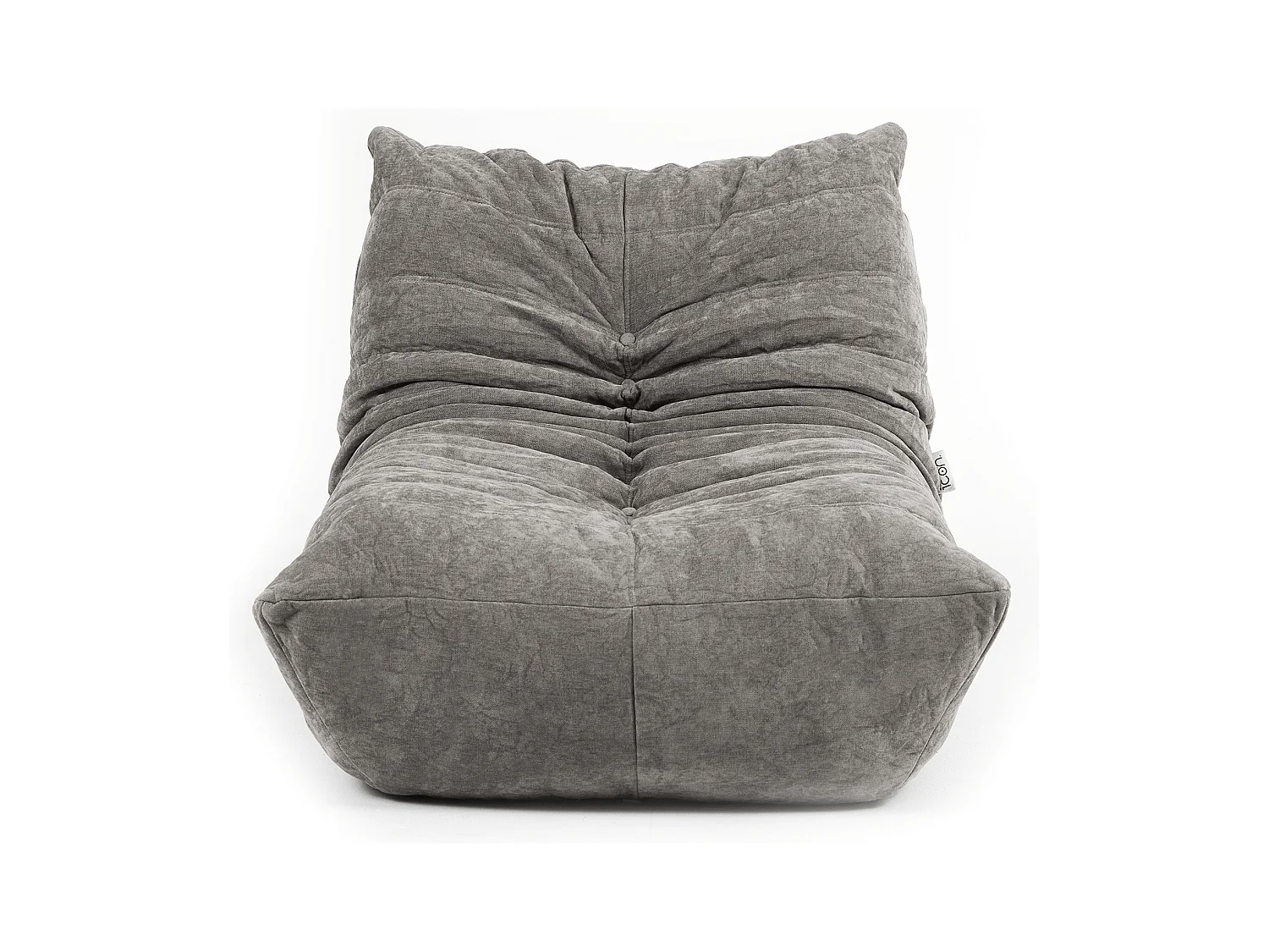 Pouf chauffeuse en tissu chenille garni de mousse extensible, gris - ENZO