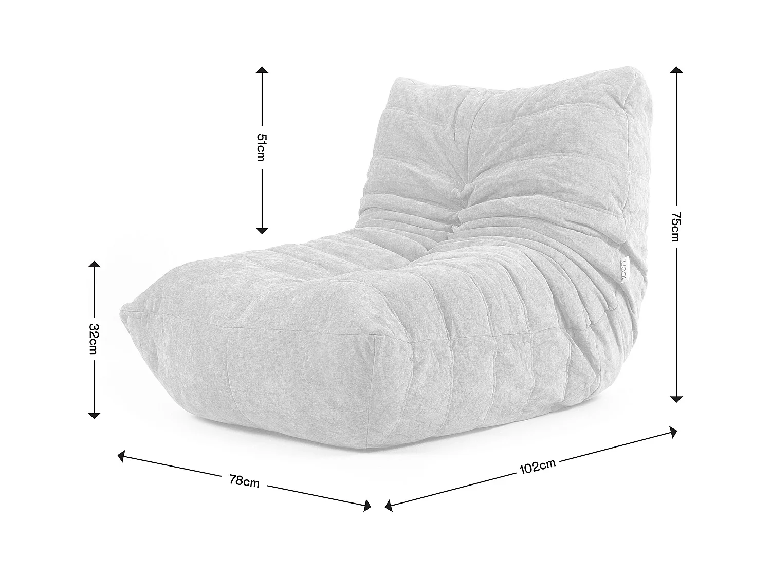 Pouf chauffeuse en tissu chenille garni de mousse extensible, gris - ENZO