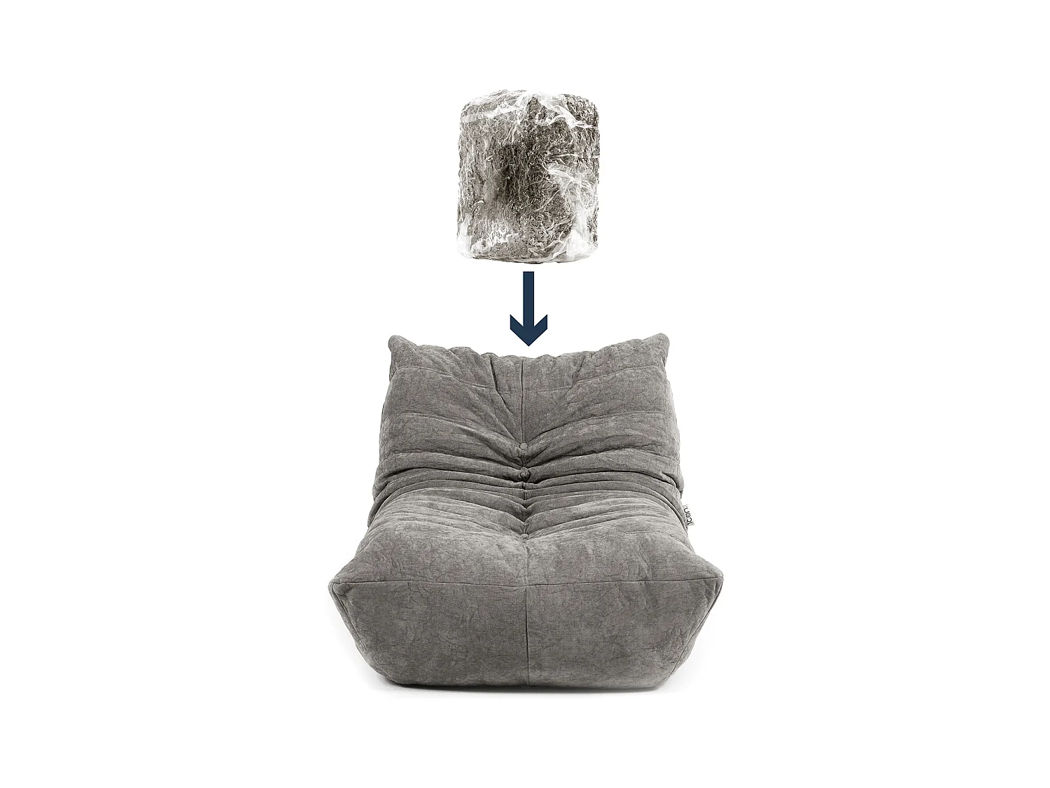 Pouf chauffeuse en tissu chenille garni de mousse extensible, gris - ENZO