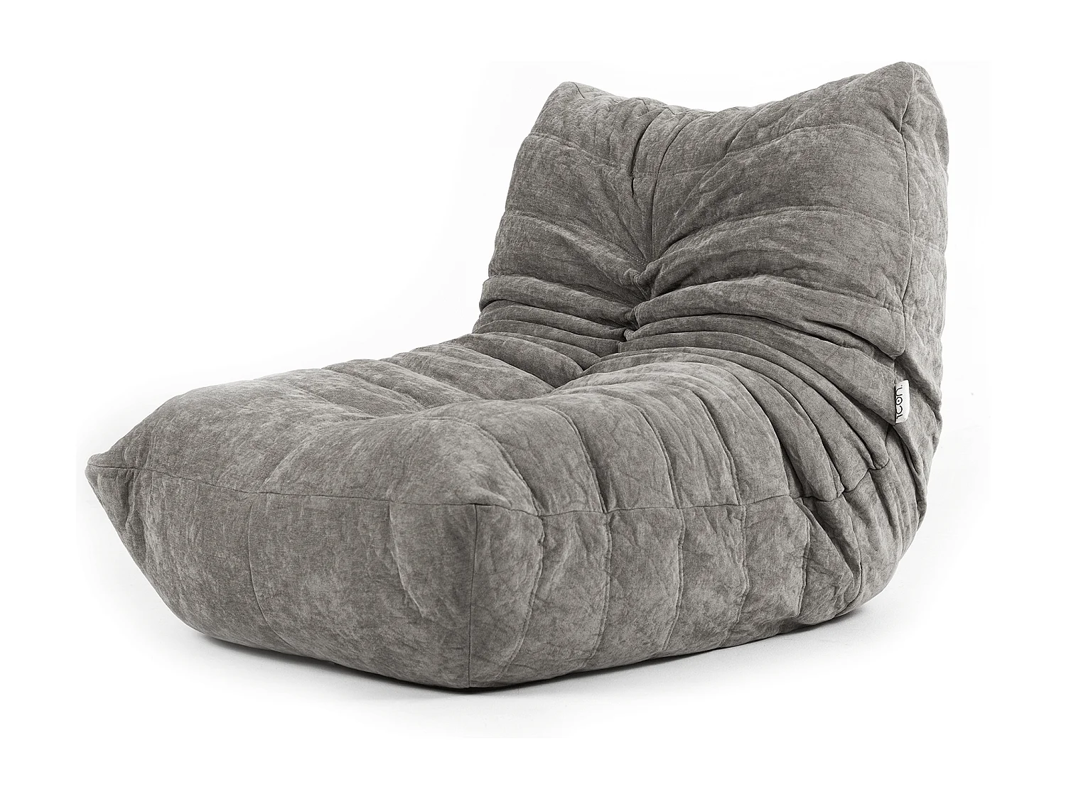 Pouf chauffeuse en tissu chenille garni de mousse extensible, gris - ENZO