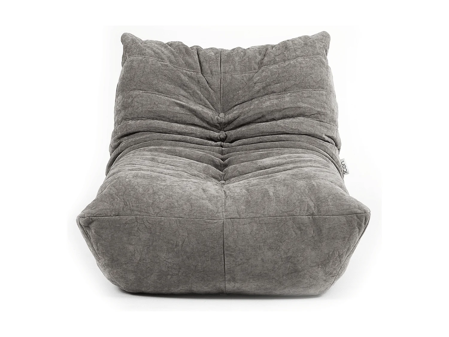 Pouf chauffeuse en tissu chenille garni de mousse extensible, gris - ENZO