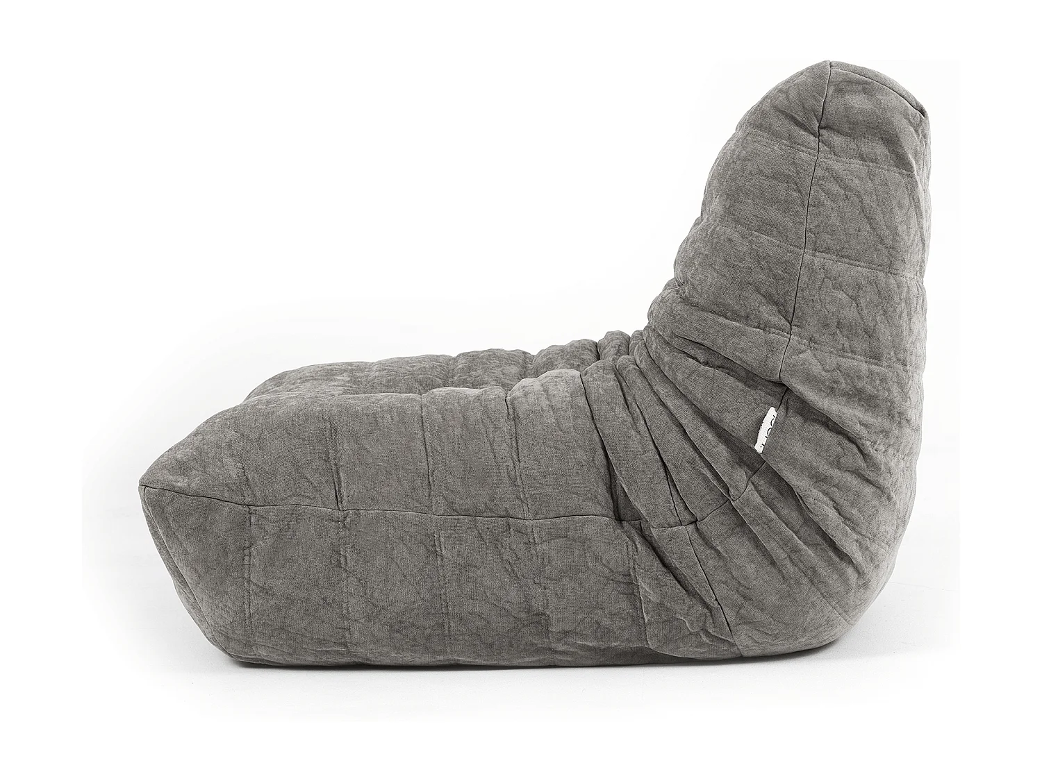 Pouf chauffeuse en tissu chenille garni de mousse extensible, gris - ENZO