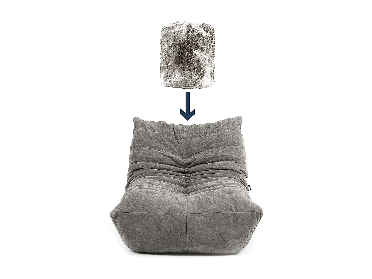 Pouf chauffeuse en tissu chenille garni de mousse extensible, gris - ENZO