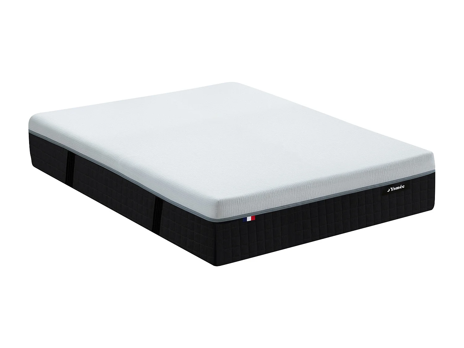 Ensemble 140 x 190 cm sommier coffre naturel clair + matelas hybride anti-feu ressorts ensachés 9 zones, mémoire de forme et latex ép.28cm - SLOMAS de YSMÉE