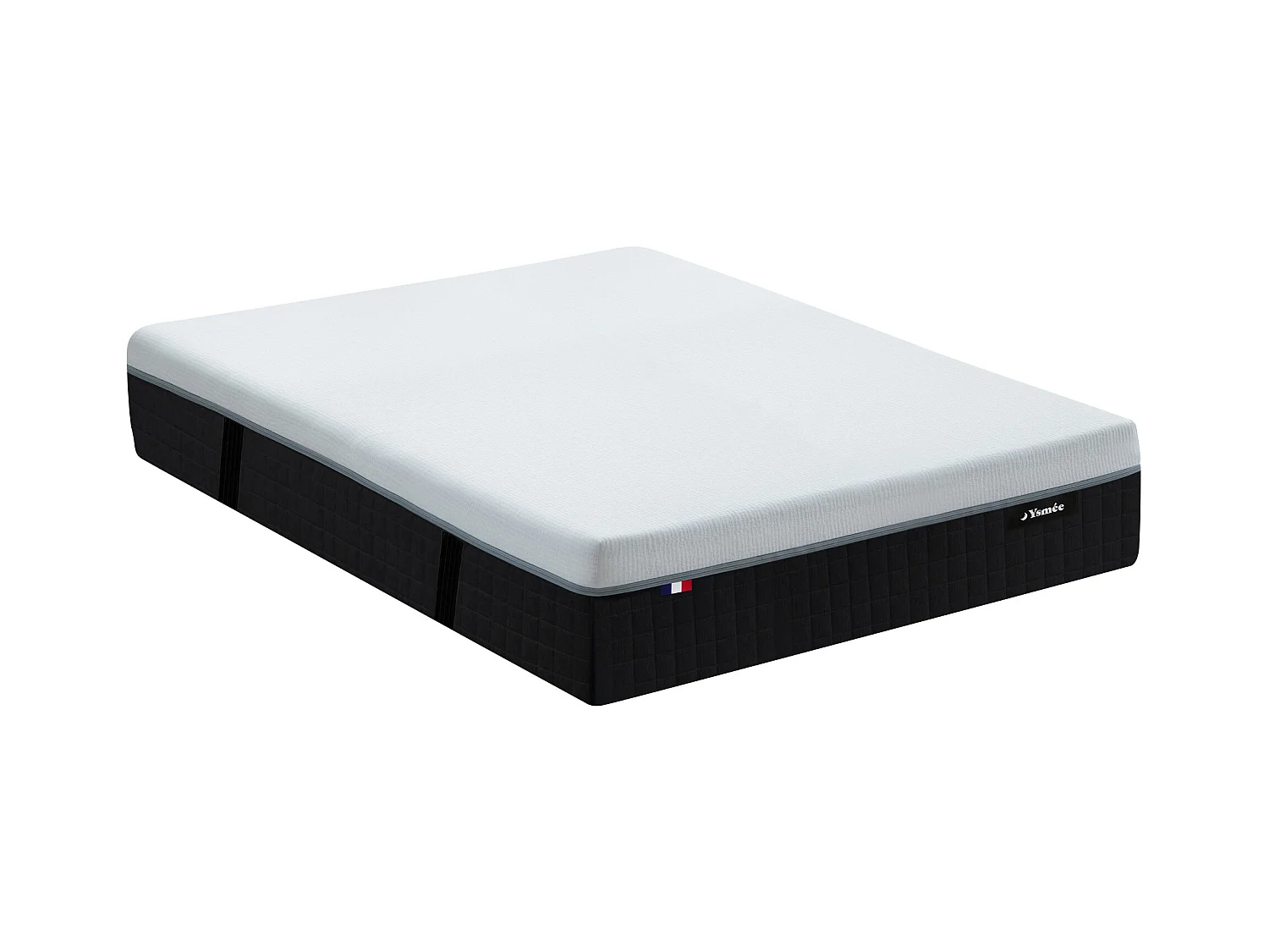 Set 140 x 190 cm förvaringsbädd med vit lådsäng + brandsäker hybrid madrass med 9-zoners pocketresår, minnesskum och latex, tjocklek 28 cm - SLOMAS från YSMÉE