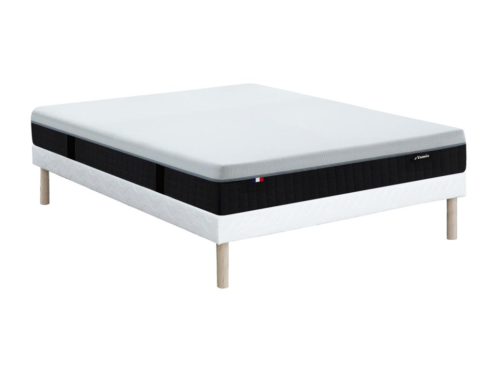 Set aus Polster-Bettgestell + Hybridmatratze feuerfest - 140 x 190 cm - 9-Z günstig online kaufen