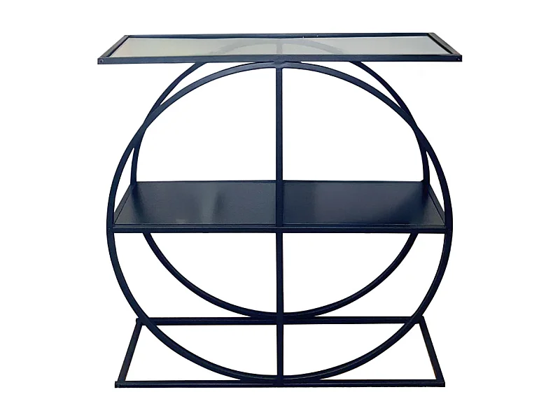 Console met rookglazen blad en ronde metalen poot L80 cm - CLOUDY