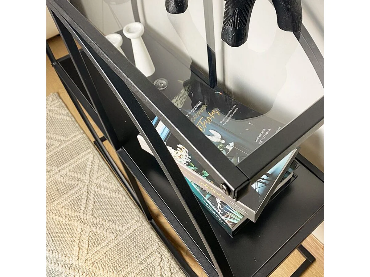 Console plateau en verre fumé et pied circulaire en Métal noir L80 cm - CLOUDY