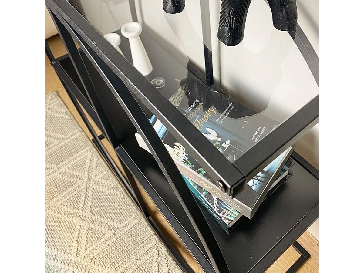 Console plateau en verre fumé et pied circulaire en Métal noir L80 cm - CLOUDY