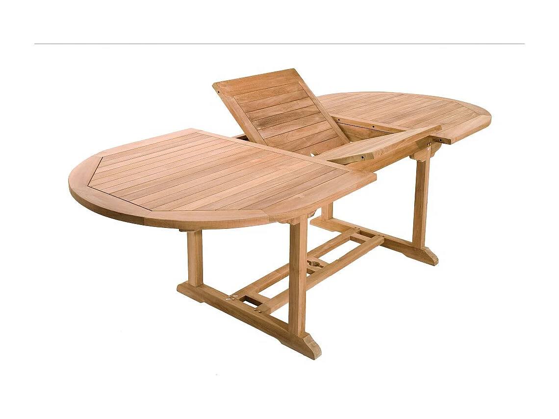 FUN - Ensemble de jardin en bois teck et textilène 8/10 personnes