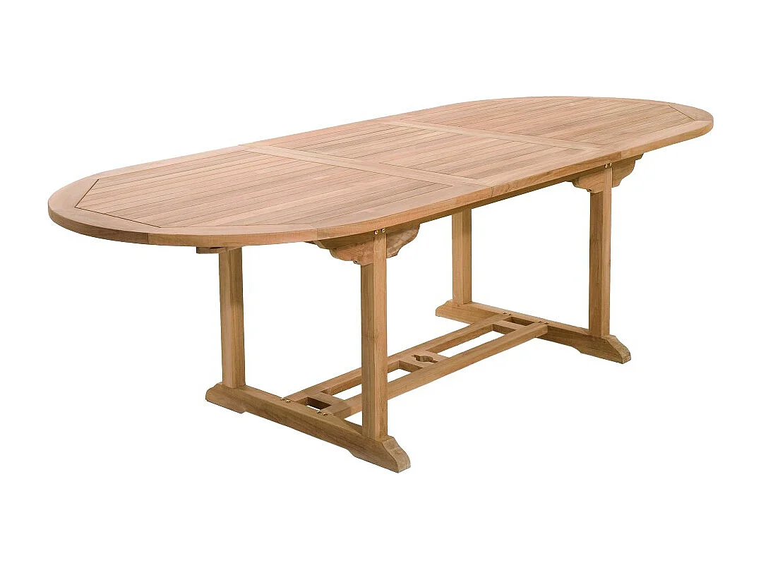 FUN - Ensemble de jardin en bois teck et textilène 8/10 personnes