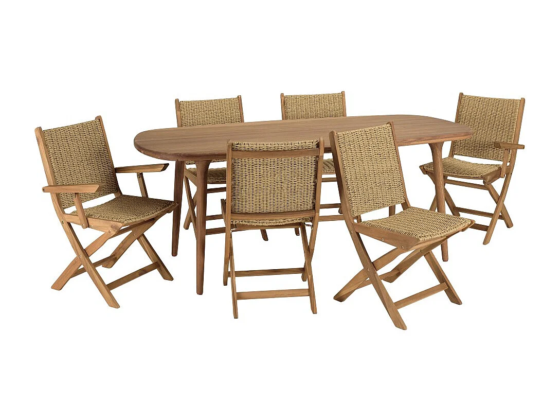 VICK - Ensemble de jardin 6 places Portofino en bois d'acacia