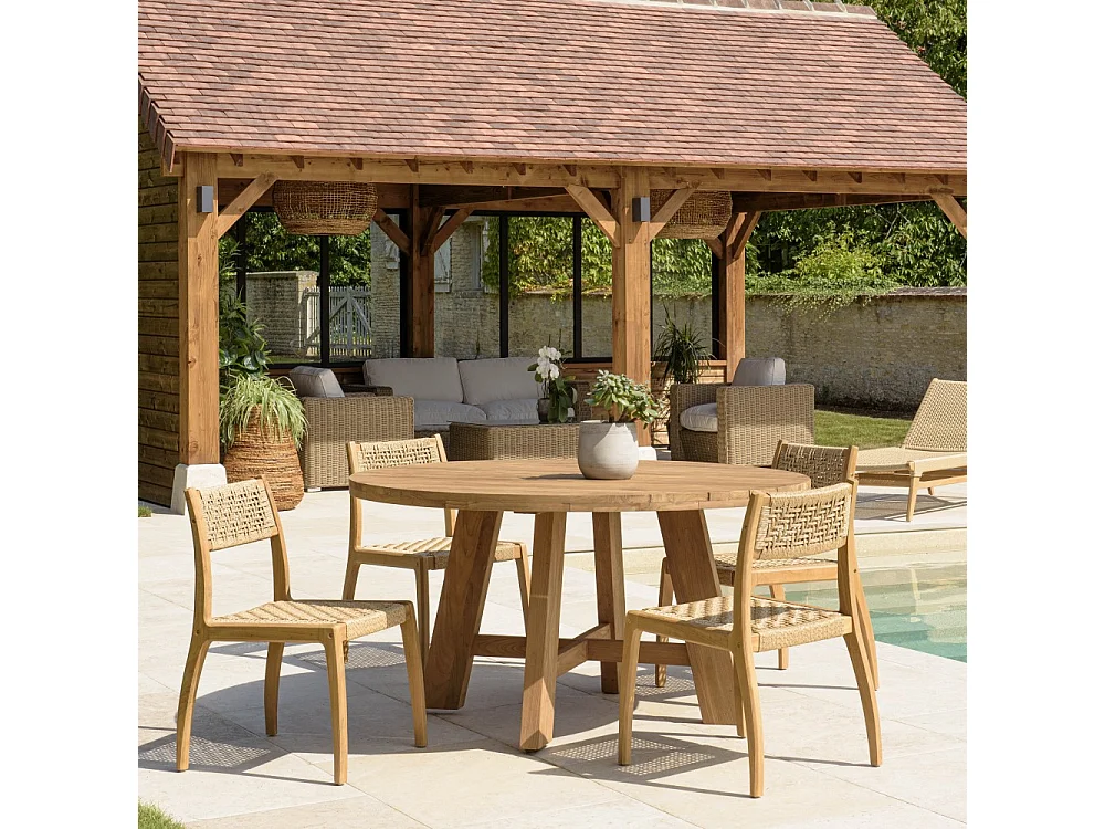 VALERIA - Ensemble de jardin en bois de teck recyclé rotin 4 pers.