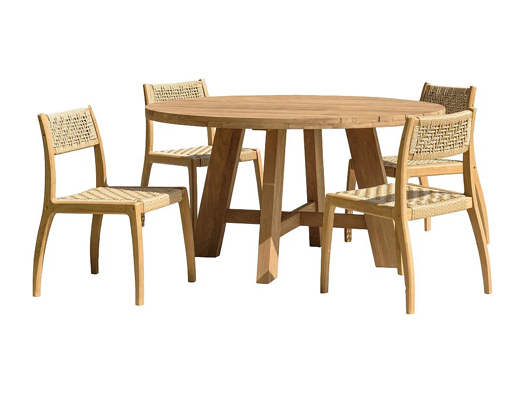 VALERIA - Ensemble de jardin en bois de teck recyclé rotin 4 pers.