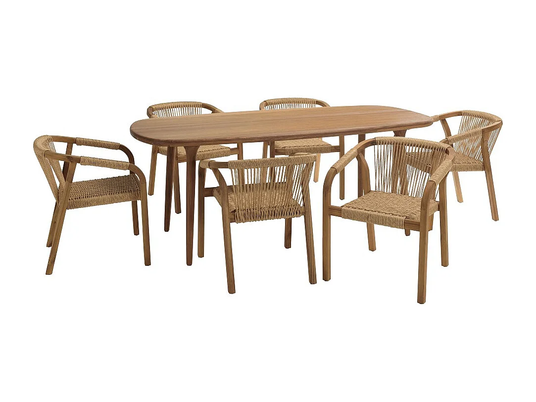 VICK - Ensemble de jardin 6 places Miami en bois d'acacia