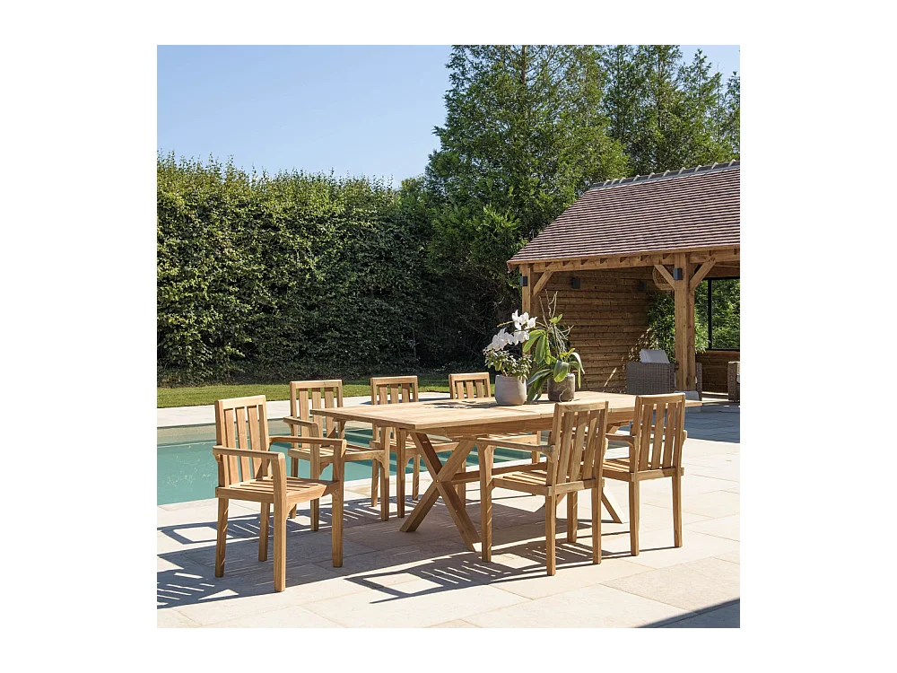 FUN - Salon de jardin en teck 8/10 personnes