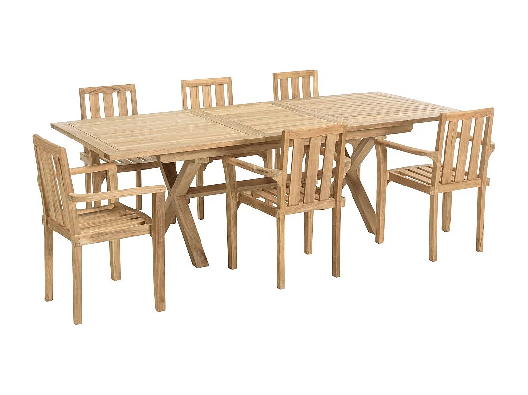 FUN - Salon de jardin en bois teck 8/10 personnes