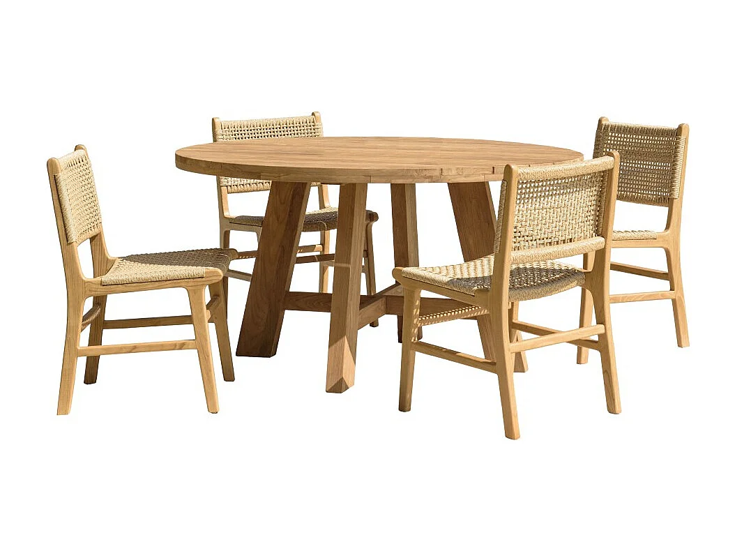 VALERIA - Ensemble de jardin en bois de teck recyclé rotin 4 pers.