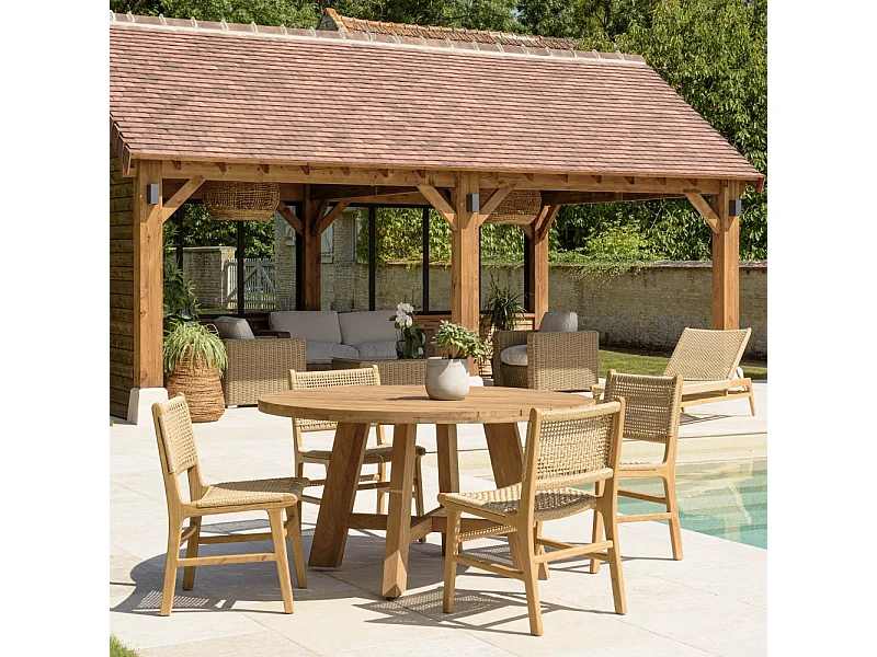 VALERIA - Ensemble de jardin en bois de teck recyclé rotin 4 pers.