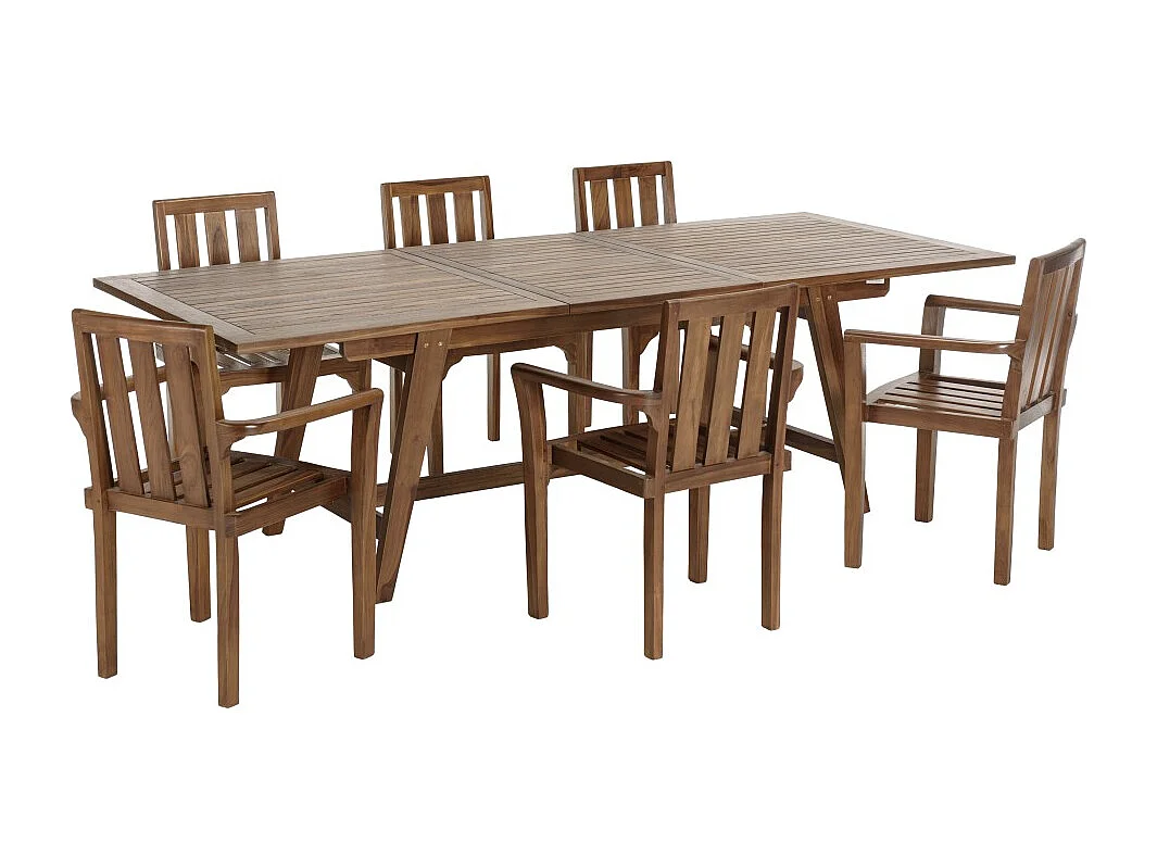 MAEVA - Salon de jardin en bois de teck huilé 8/10 personnes