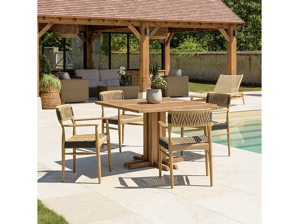 VALERIA - Ensemble de jardin en bois de teck recyclé rotin 4 pers.