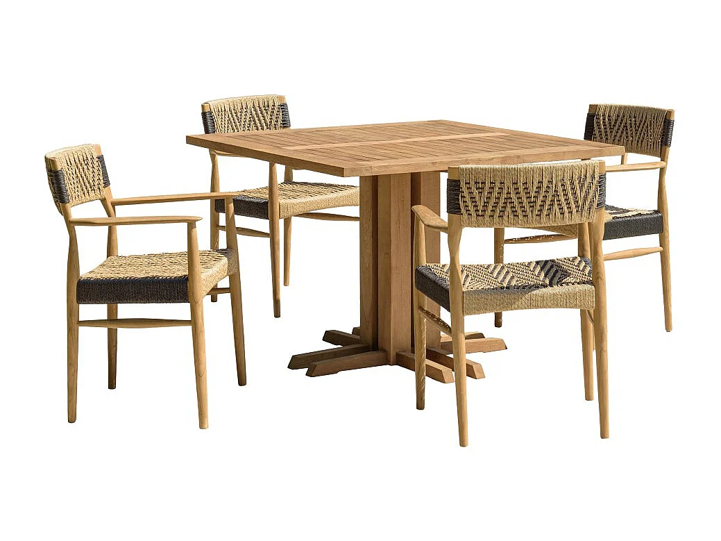 VALERIA - Ensemble de jardin en bois de teck recyclé rotin 4 pers.