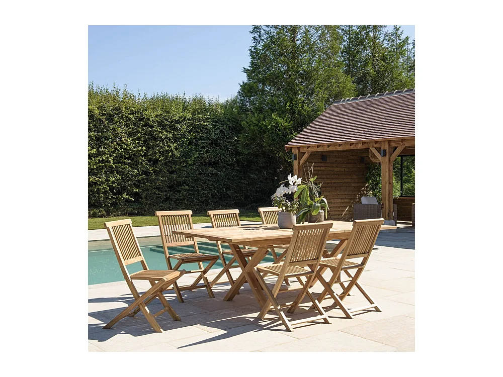 FUN - Salon de jardin en teck 8/10 personnes