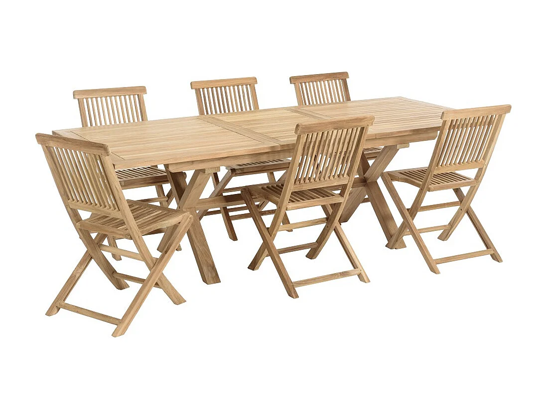 FUN - Salon de jardin en bois teck 8/10 personnes