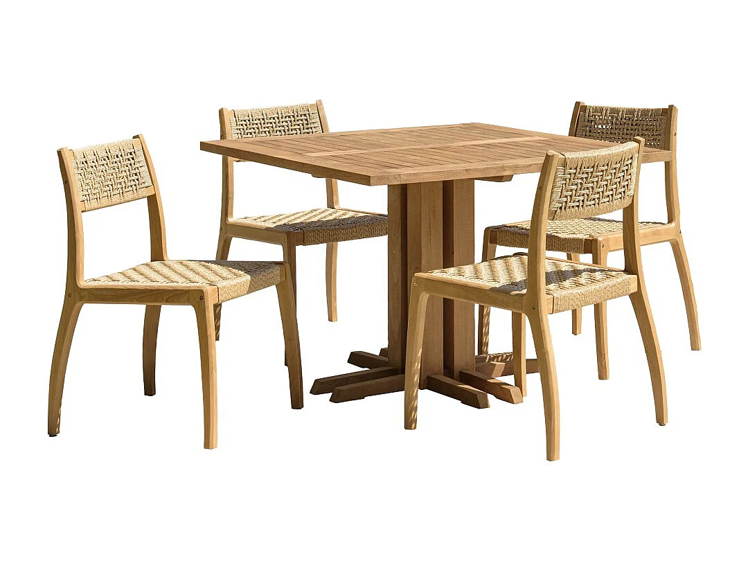 VALERIA - Ensemble de jardin en bois de teck recyclé rotin 4 pers.