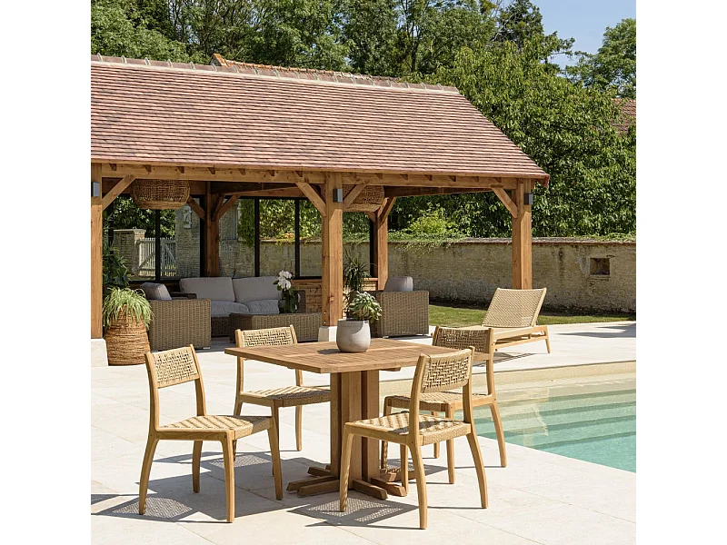 VALERIA - Ensemble de jardin en bois de teck recyclé rotin 4 pers.