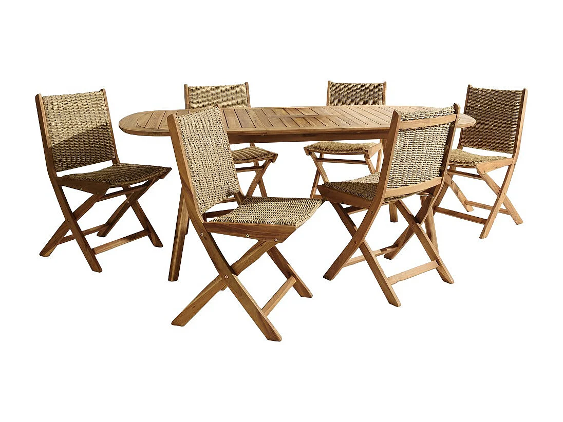 VICK - Ensemble de jardin 6 places Phuket en bois d'acacia