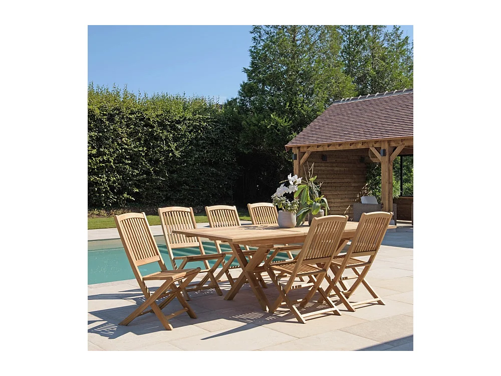FUN - Salon de jardin en teck 8/10 personnes
