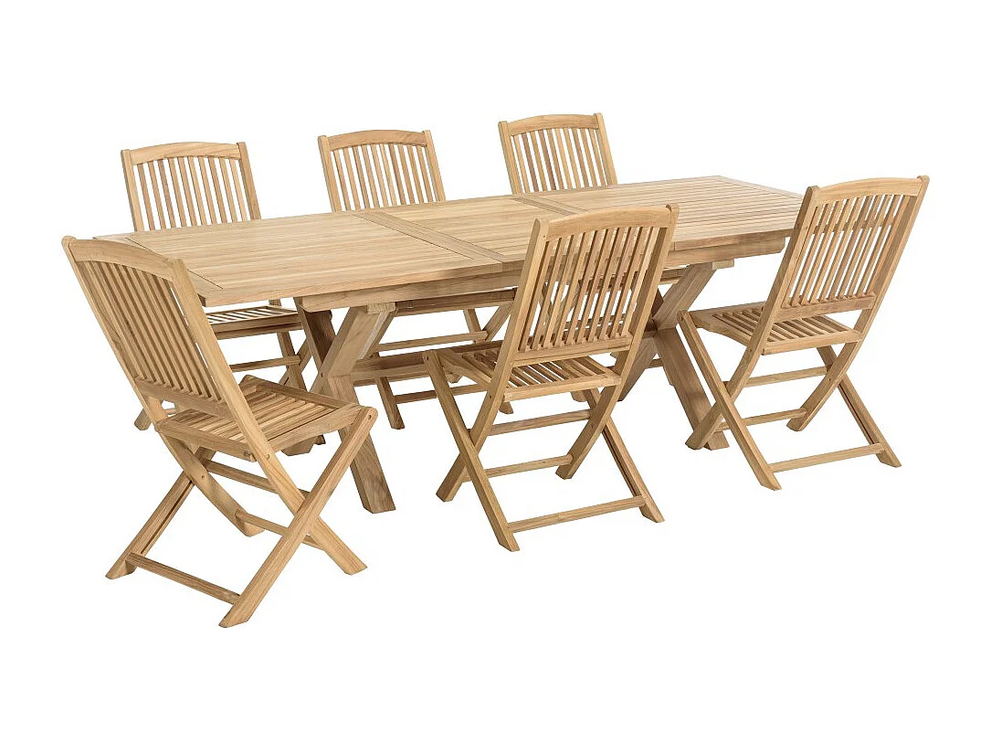 FUN - Salon de jardin en bois teck 8/10 personnes